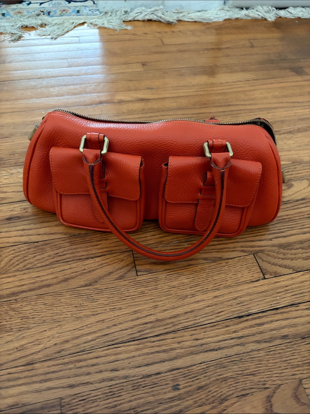 Burberry Orange Double Front-Pocket Mini Satchel